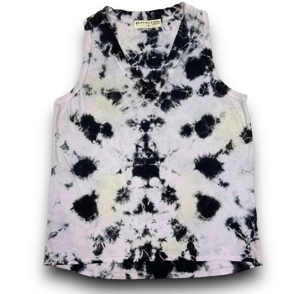 Electric & Rose Tops - NEW Electric & Rose Cotton Tie Dye Vneck Tank Top Black Lavender Size Small